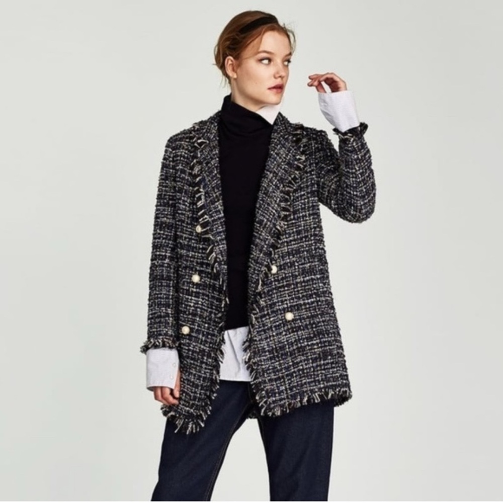 Zara Tweeded  Blazer Classic Style 2025 collection